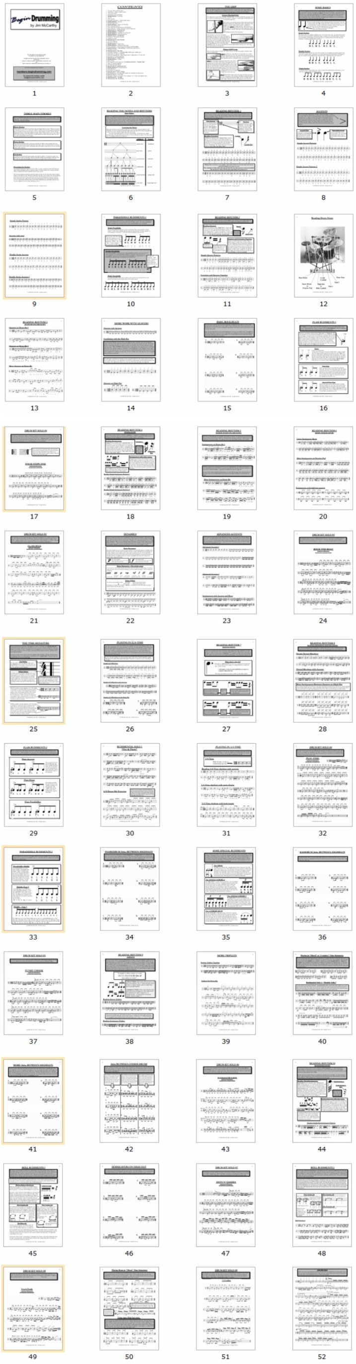 52 pages of begin drumming book